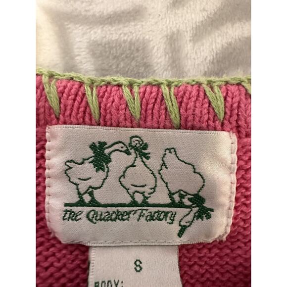 VINTAGE 80s Quacker Factory Sweater Womens Small Pink Flamingos Ramie Cotton - Picture 10 of 12